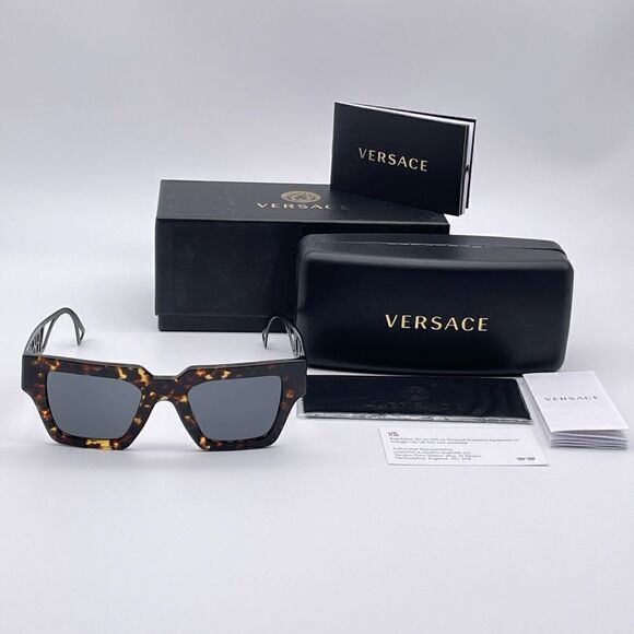 BRAND NEW VERSACE VE4431 514887 Havana/Dark Grey Women Sunglasses - Picture 9 of 11